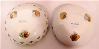 ANTIQUE PORCELAIN HAIR RECEIVER POWDER BOX VANITY SET MORIMURA NIPPON PINK ROSES